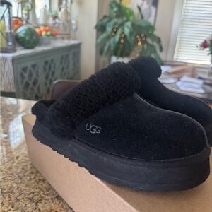UGG Plush Black Slippers